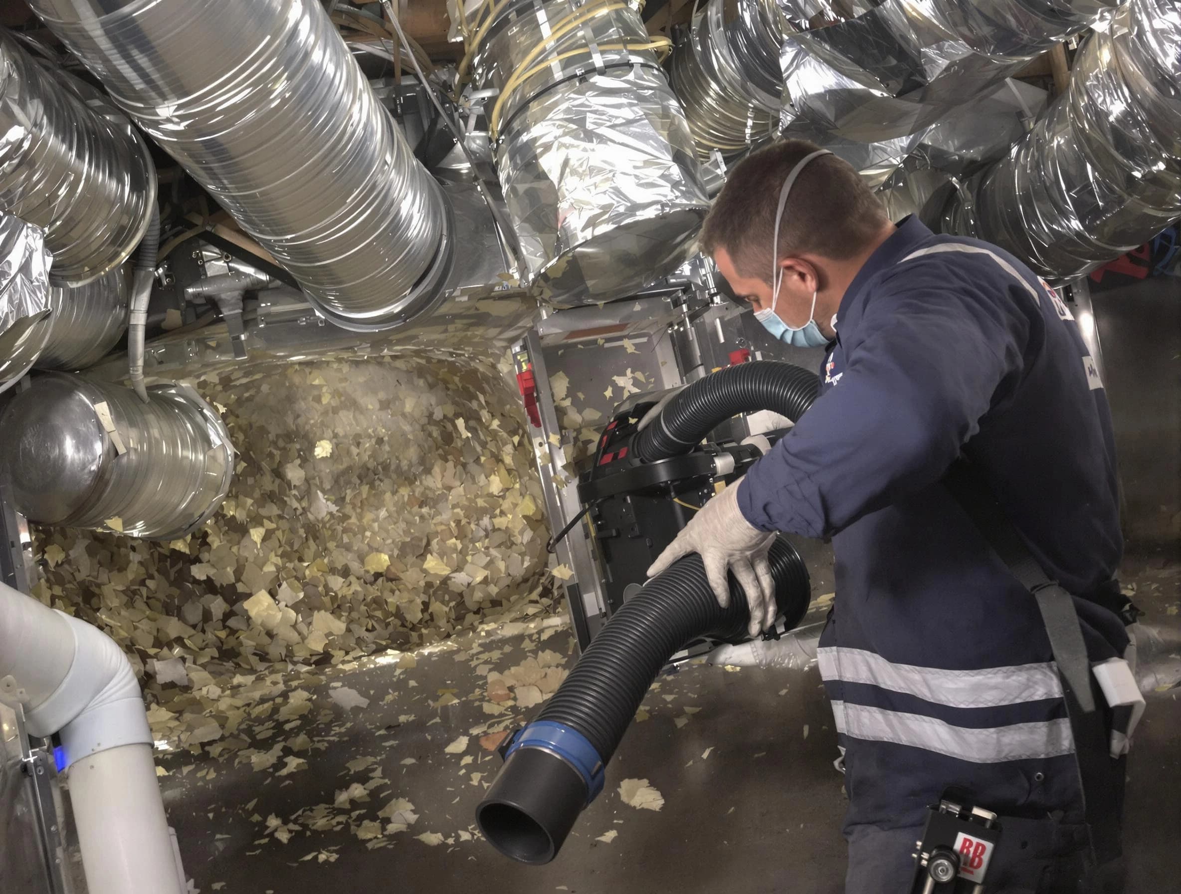 Forest Park Air Duct Cleaning specialist operating negative pressure cleaning equipment for thorough duct maintenance in Forest Park