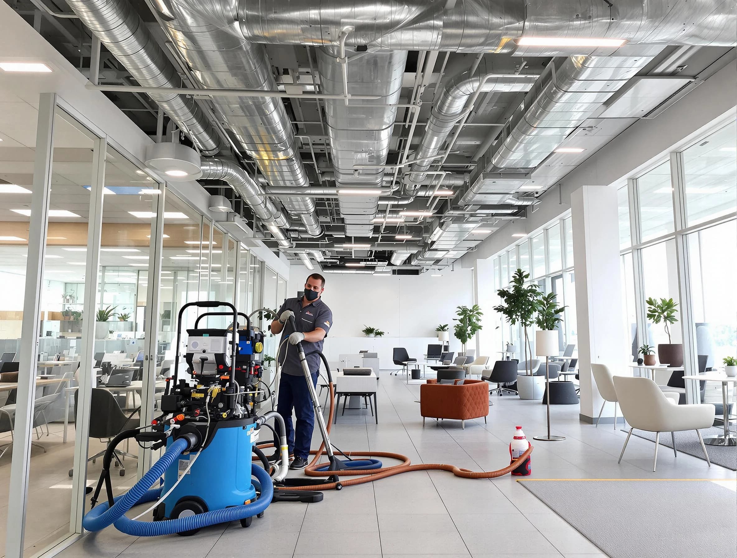Forest Park Air Duct Cleaning team conducting comprehensive commercial duct cleaning at a business location in Forest Park