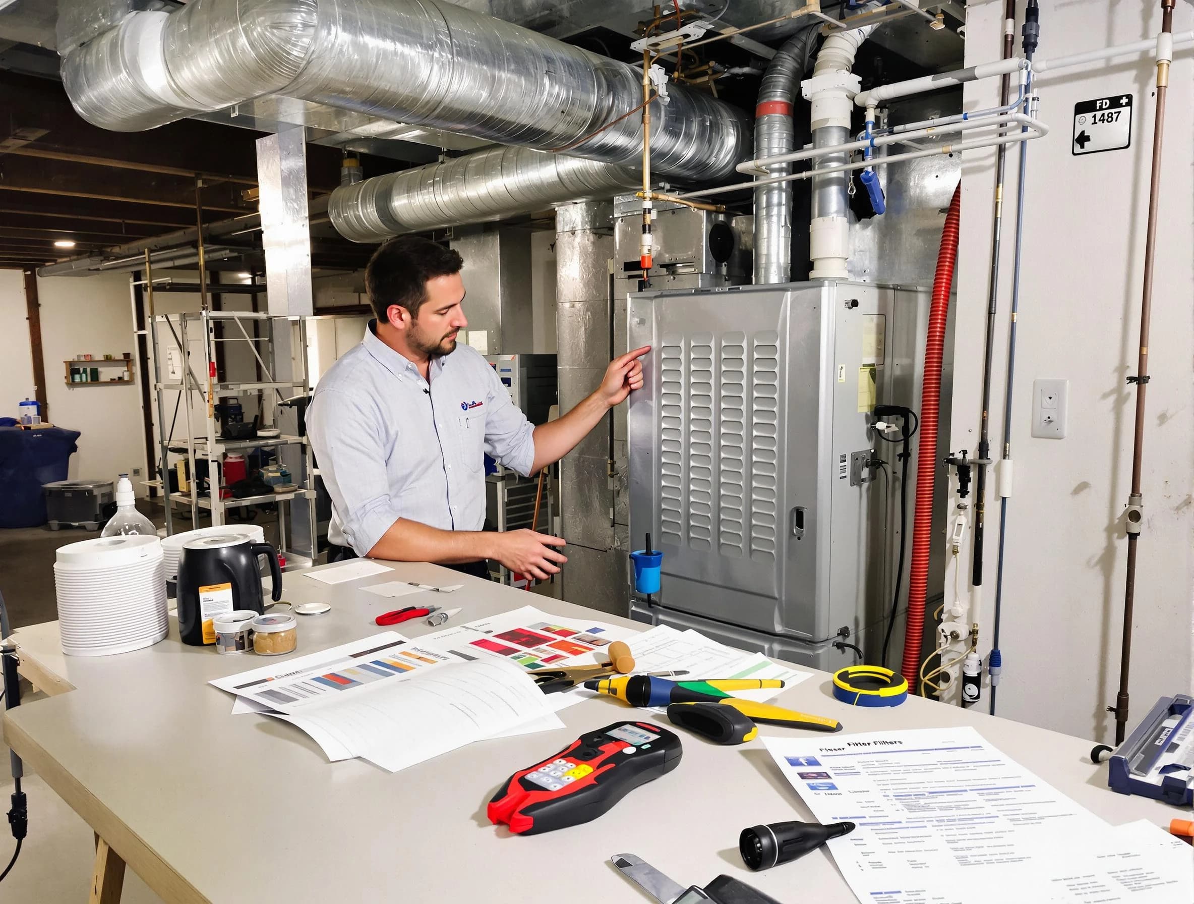 Forest Park Air Duct Cleaning inspector conducting detailed filter system evaluation using professional diagnostic tools in Forest Park