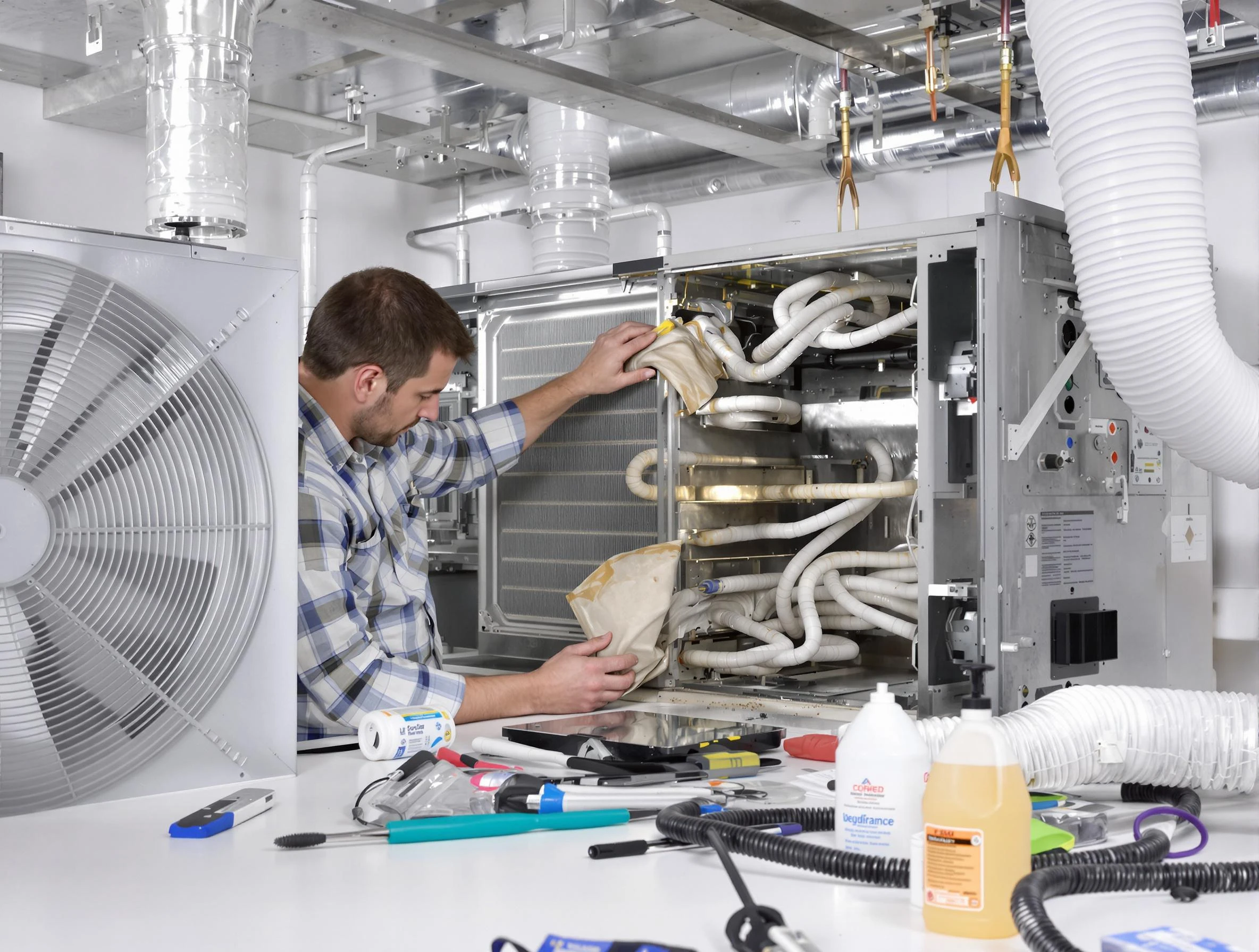 Forest Park Air Duct Cleaning specialist performing precision AC coil cleaning in Forest Park