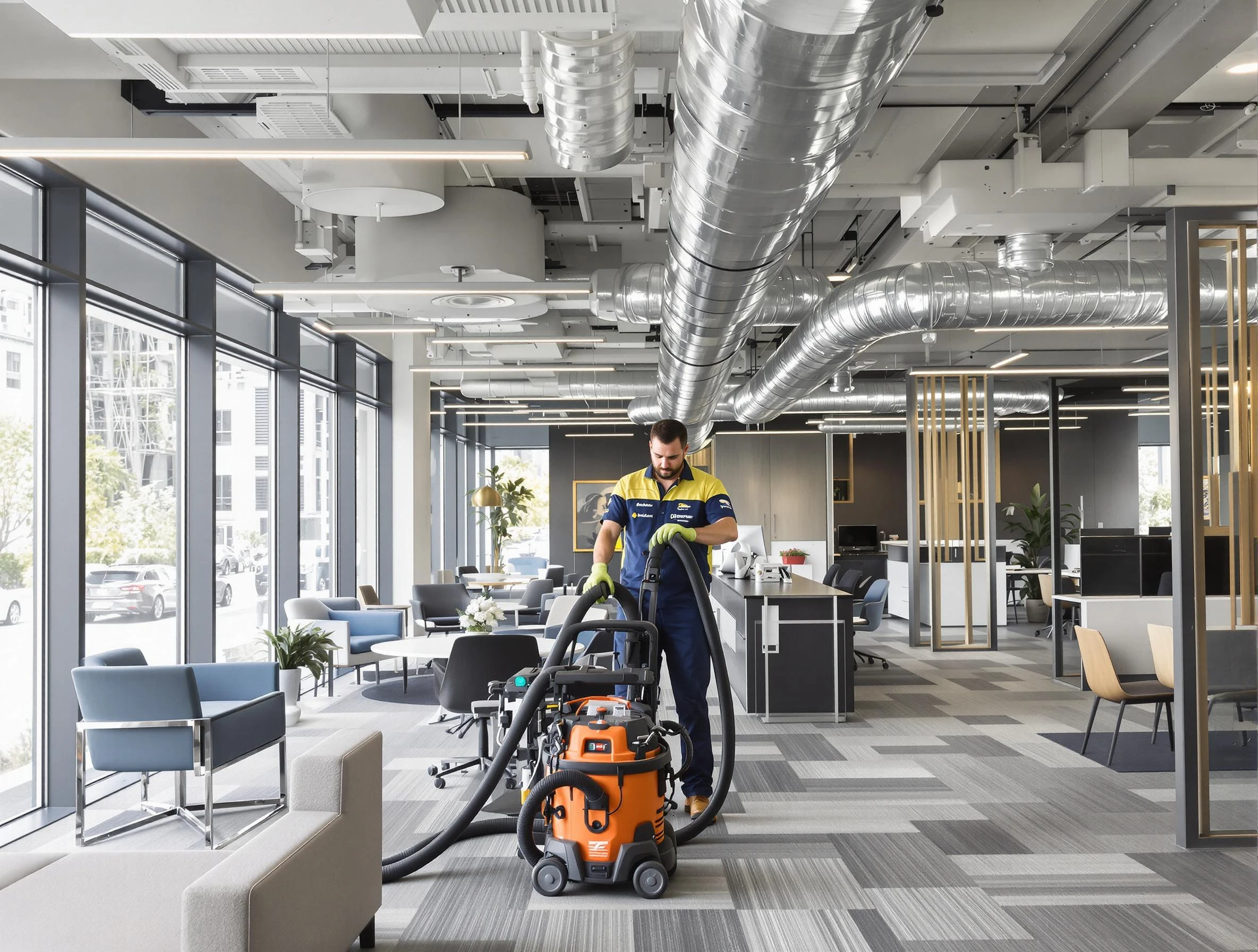 Forest Park Air Duct Cleaning team performing thorough commercial duct cleaning at a Forest Park business center